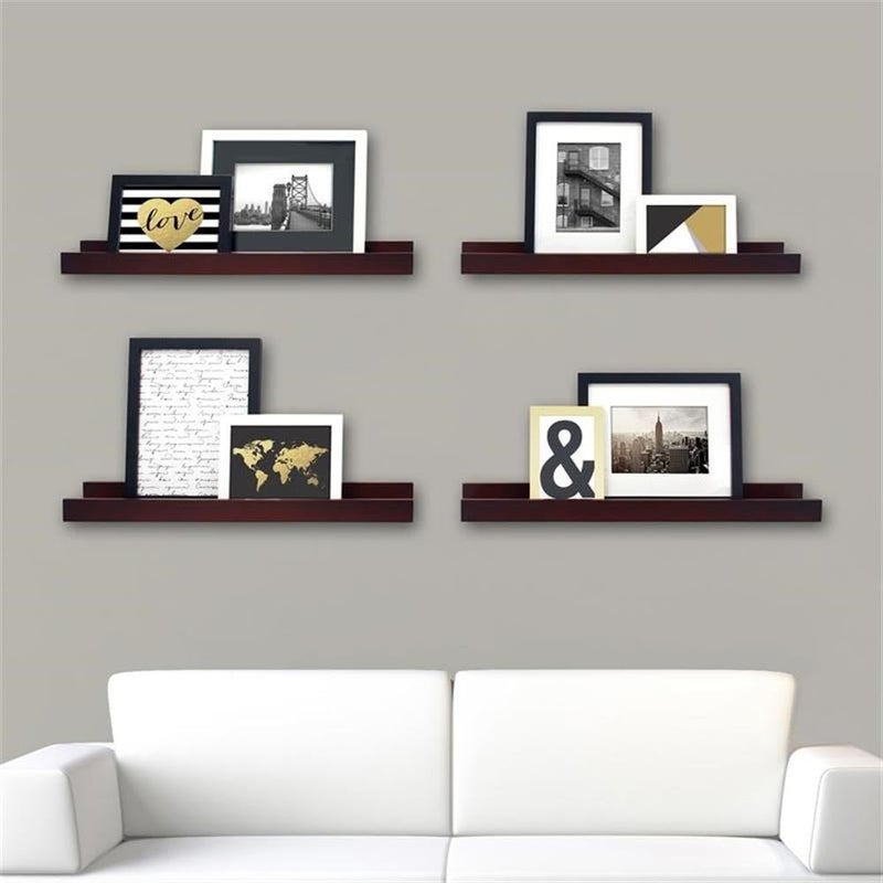 Kiera Grace Set of Four Edge Simple & Classic Decorative Engineered Wood Floating Wall-Mounted Picture Frame Shelves for Home, Room, & Office, 23" L x 4" W x 2" H, Brown - Image 4